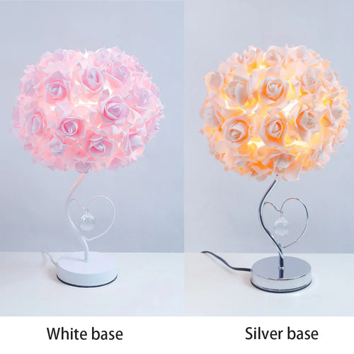 2023 New Rose Table Lamp Pastoral Style Heart Crystal Bedside Lamps For Bedroom Room Decor Girls Gifts Decorative Nightlight
