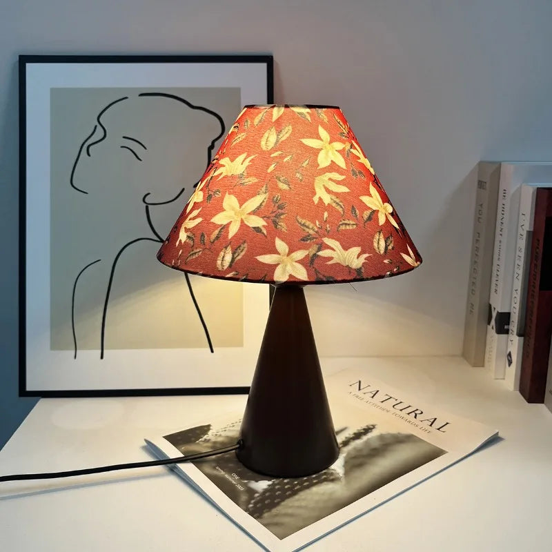Table Lamp Medieval Style Premium Printed Dimmable Soft Glow Eye-Caring Bedside Lamp for Bedroom Nightstand Living Room Home Atm