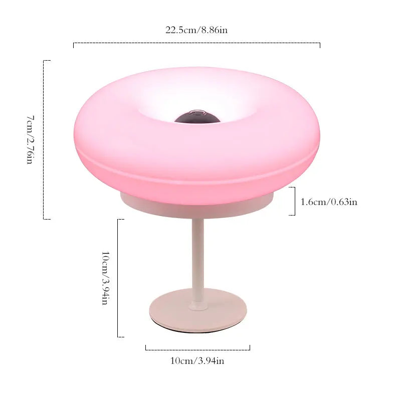 Artistic Creative Design Tall Table Lamp, Donut-Shaped Night Light, Touch Switch, Rechargeable, Three-Color Dimming, Suitable for Study Room, Bedroom, Living Room, Dining Bar, Decorative Lighting.