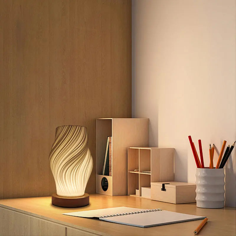 Modern Minimalist Design Table Lamp, Button Control, 3-Level Dimming with Wooden Base, Suitable for Study Rooms, Living Rooms, Offices, Dorms, Etc.